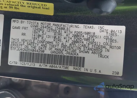 2013 Toyota Tacoma Prerunner V6 z USA, uszkodzony, nr VIN 5TFJU4GN2DX044290